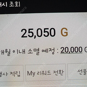 갤러리아G캐시 25,000원팝니다.