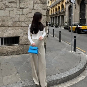 수아마르 Monde One-pintuck slacks Olive Beige