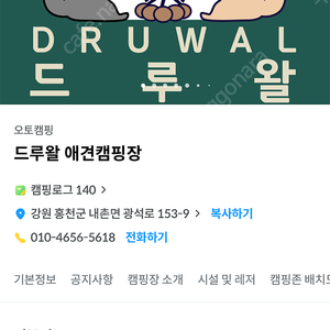 홍천 애견전용 캠핑장 금주 2박 양도합니다