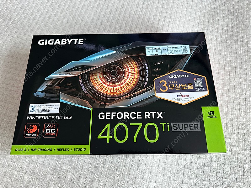 [GIGABYTE] GeForce RTX 4070 Ti SUPER WINDFORCE OC D6X 16GB 피씨디렉트 새상품 판매해요!(가격내림)
