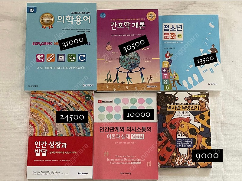 현문사 간호학개론 , 의학용어 ,인간과성장,역사란무엇인가,창지사 청소년문화2판 ,까치 역사란 무엇인가 팔아요 ! 택배비 무료