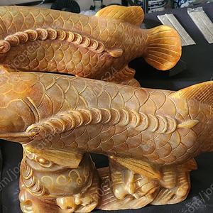 대형 금사 천연 옥돌 물고기 한쌍 ( 가로 56cm ) 수석.잉어