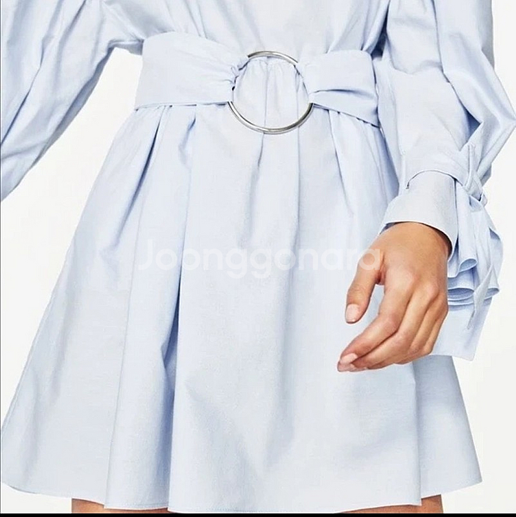 새상품 자라 포플린 스카이블루 소매리본 원피스 zara...--4