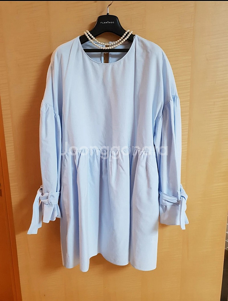 새상품 자라 포플린 스카이블루 소매리본 원피스 zara...--5