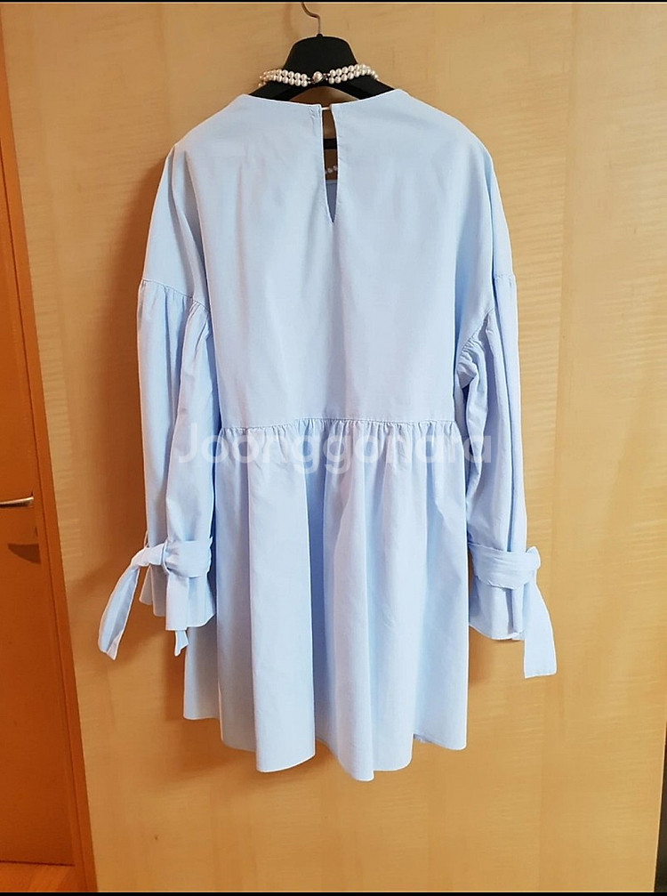 새상품 자라 포플린 스카이블루 소매리본 원피스 zara...--7