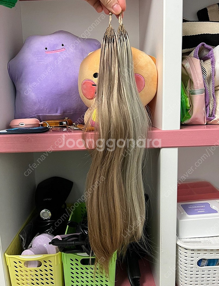 땋기붙임머리 특수컬러 애쉬브라운&애쉬그레이 투톤 옴브레...--1