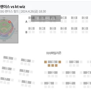 SSG KT 4월26일경기 외야패밀리 5인석