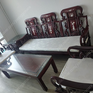 중국 명품 자개 상감기법 쇼파세트 거실응접테이블 의자 서울직거래