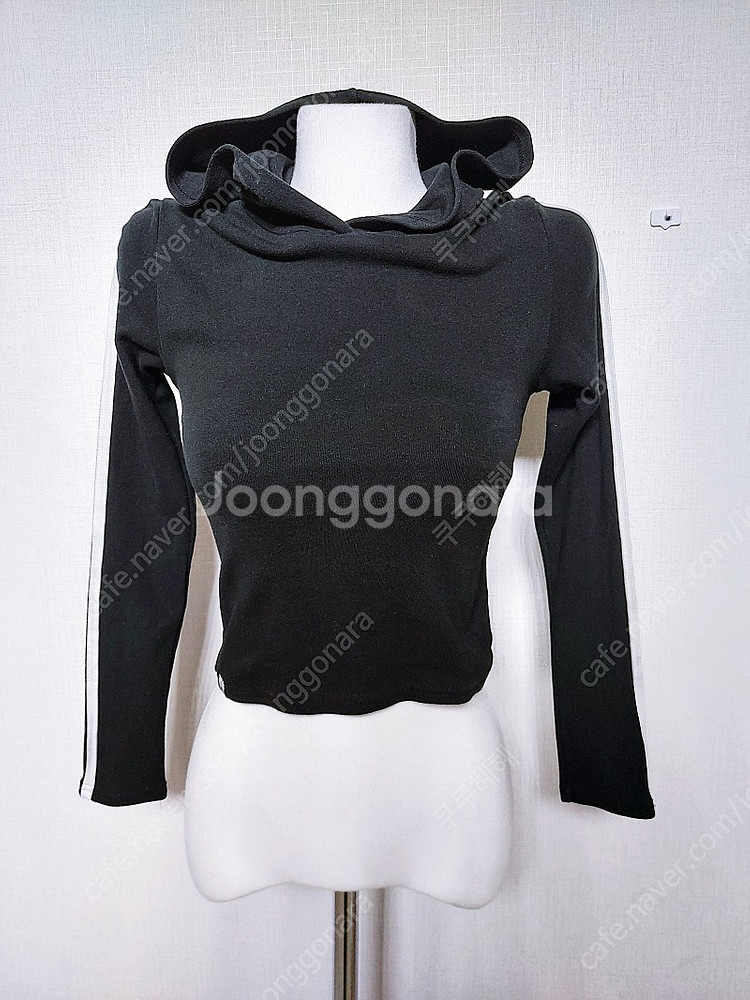 젝시믹스 여성필라테스 후드티 크롭 탑 77 블랙 삼선 ...--0