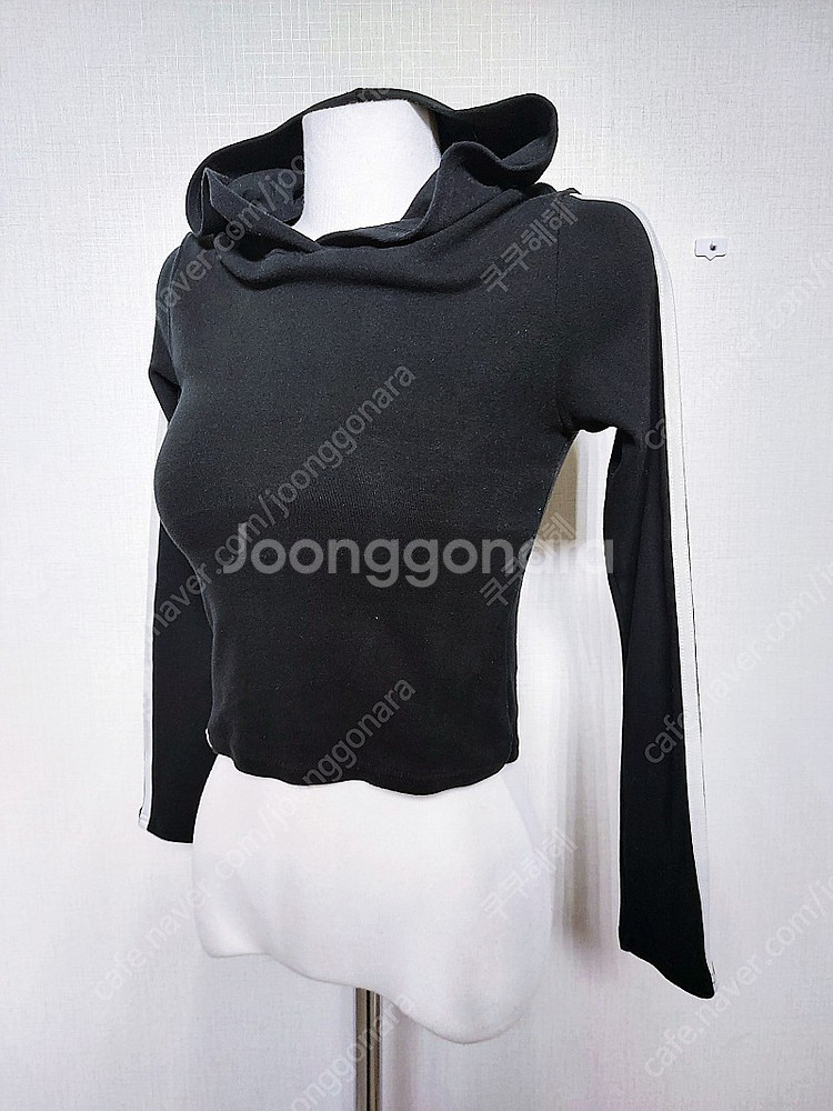 젝시믹스 여성필라테스 후드티 크롭 탑 77 블랙 삼선 ...--1
