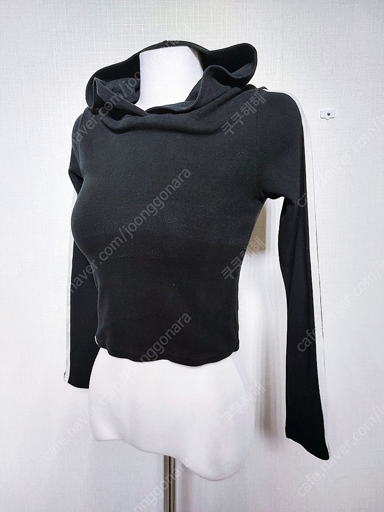 젝시믹스 여성필라테스 후드티 크롭 탑 77 블랙 삼선 L 이미지