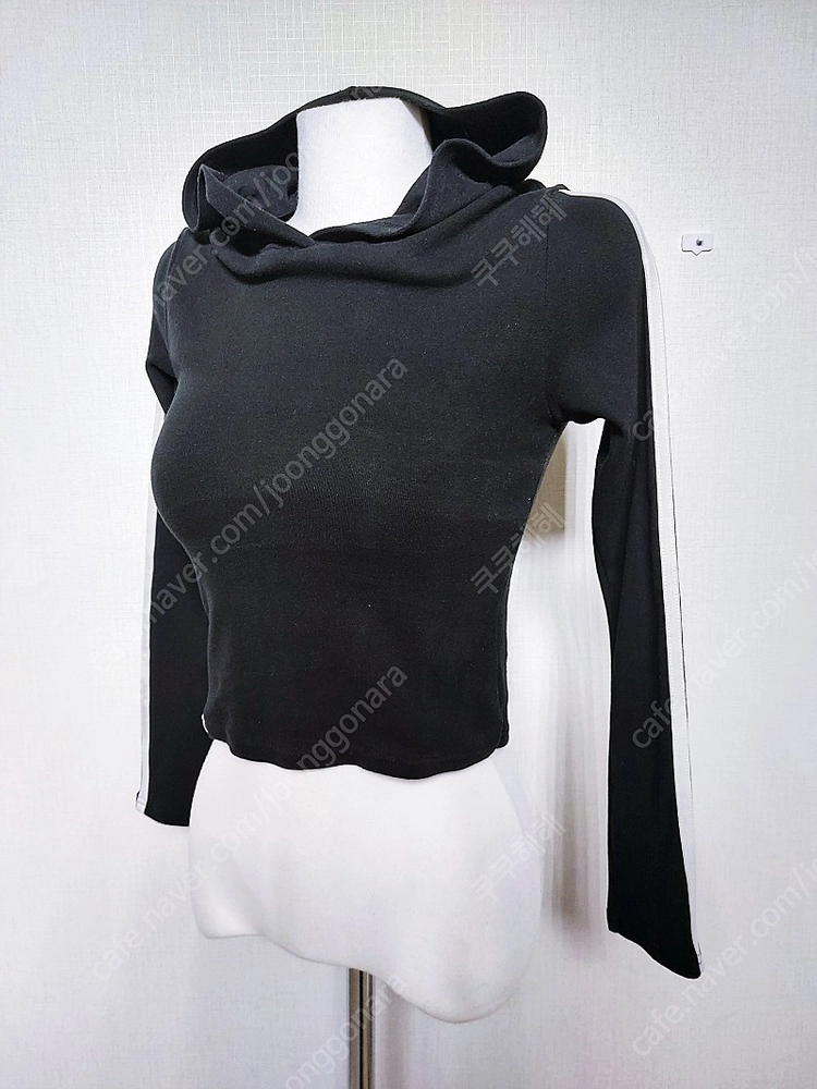 젝시믹스 여성필라테스 후드티 크롭 탑 77 블랙 삼선 L 이미지