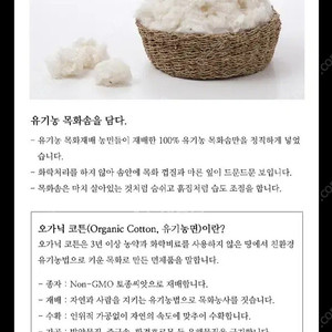 오가닉코튼 유기농 목화 목화솜 이불속 이불솜 이불속통