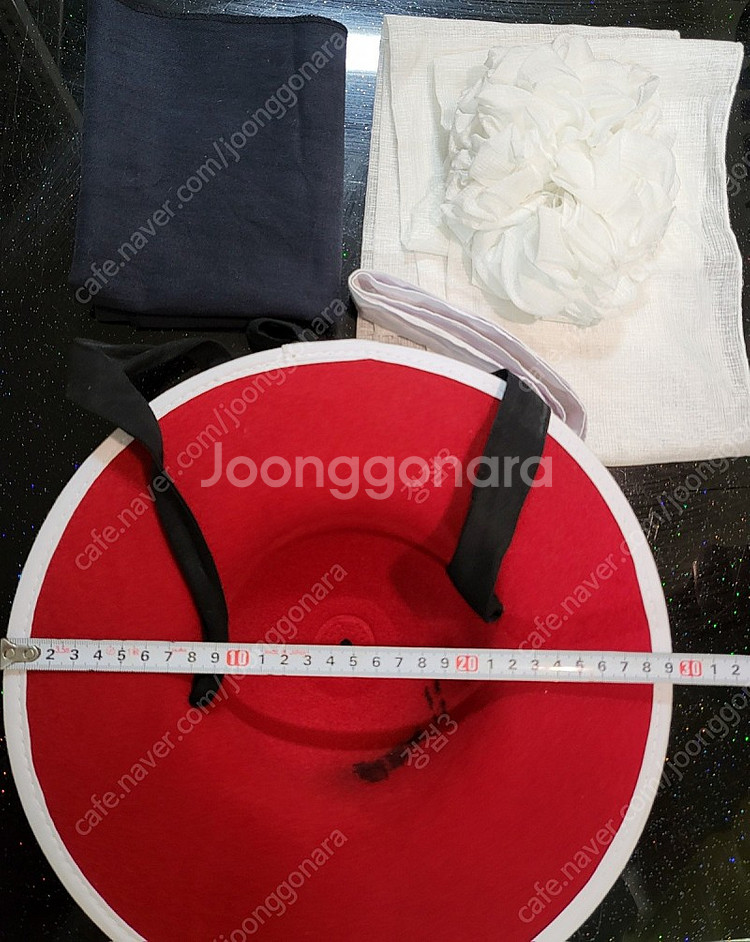 상모 벙거지 흑포 꽃천 세트 팝니다--2