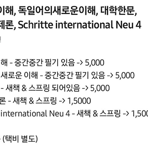 언어의이해, 독일어의새로운이해, 대학한문, 한국경제론, Schritte international Neu 4