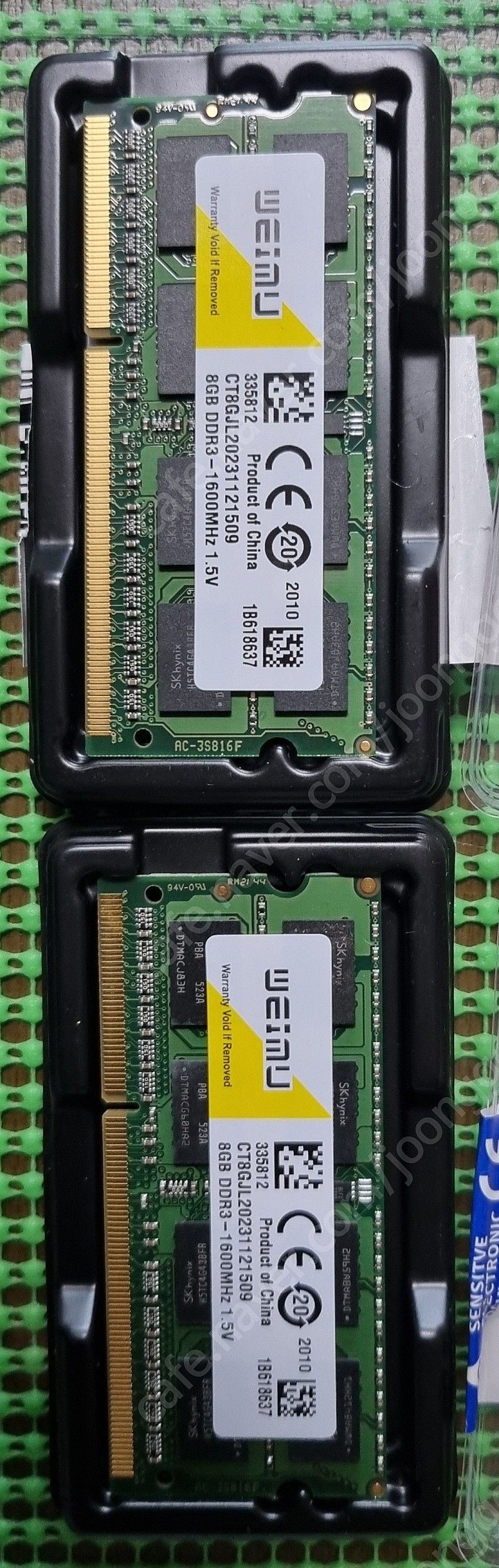 ddr3 8기가 1600MHZ 노트북 램 2개