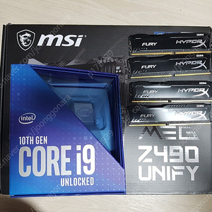 I9 10900K, MSI Z490 UNIFY, DDR4 64GB(16x4, XMP 3600) 저렴하게 팝니다