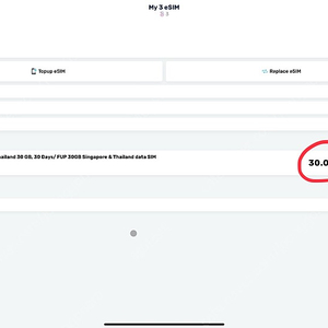 싱가포르 말레이시아 태국 전부 다 되는 esim 30GB 미사용 팝니다.