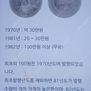 1982년 100원동전 판매 3개개