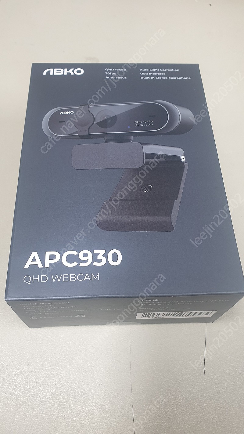 [미개봉 새상품] 앱코 APC930 QHD 웹캠 화상카메라 PC캠 방송용 캠 (블랙) 팝니다.