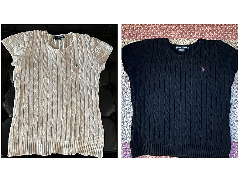 랄프 로렌 여성 케이블니트 숏 슬리브 스웨터 각각