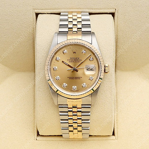 롤렉스 데이저스트 36 콤비 남자 시계 16233 애프터세팅 텐포인트 다이아몬드 2002년 보증서