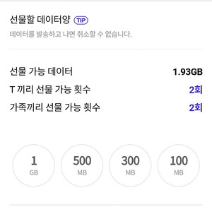 skt데이터 1기가 500메가