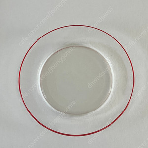 프랑스 빈티지 투명 레드림 접시