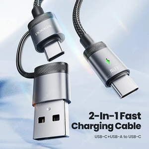 toocki 2 in 1 usb,c타입 케이블 pd 60w, 투키케이블 새제품 1.2M