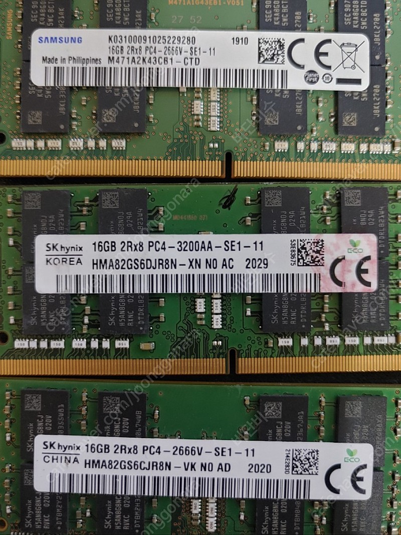 노트북 DDR4 16G메모리 싸게 팝니다. D3 4-8G도 팝니다.