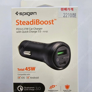 [미개봉] 슈피겐 USB PD 45W C타입 듀얼 차량용 고속충전기 시거잭 F31QC (아이폰14 호환) 팝니다.