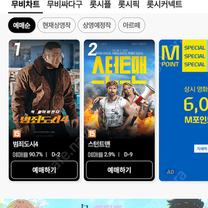 롯데시네마 1인 9000원, CGV & 메가박스 1인 9500원