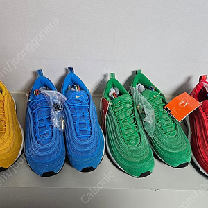 (새상품)나이키 에어맥스97 QS 올림픽 링즈팩 270mm 빨강/노랑/파랑/초록 판매합니다