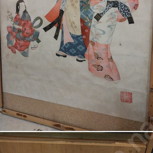 빈티지 액자 - 일본 여인들이 있는 대나무 액자