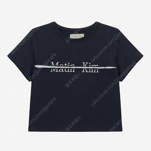 Matin Kim (마뗑킴) CUTTED LOGO CROP TOP IN NAVY