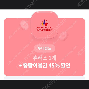 롯데월드 츄러스 1개 + 종합이용권 45% 할인