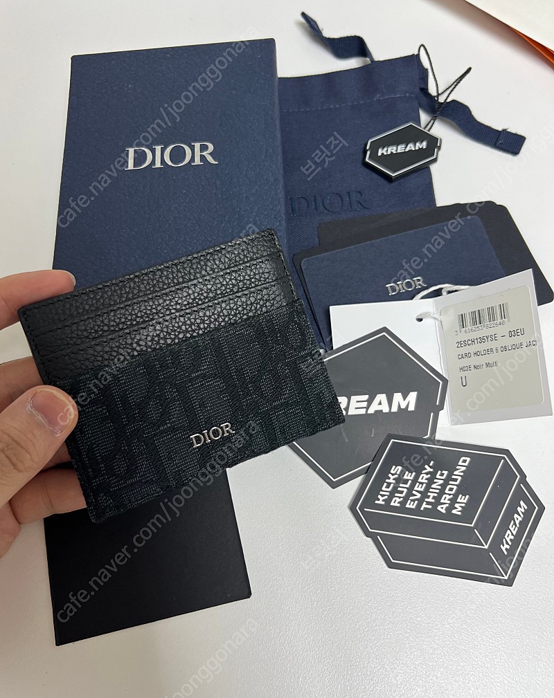 [정품] 디올 Dior 오블리크 블랙 6cc 남자 카드지갑