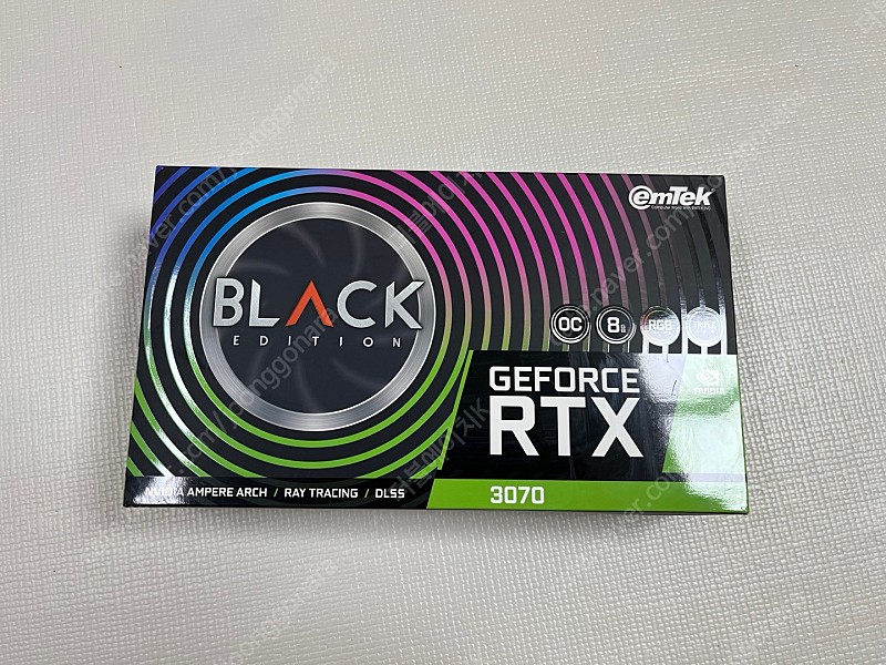 [풀박스] 이엠텍 RTX3070 블랙에디션 OC 8GB 팔아요.