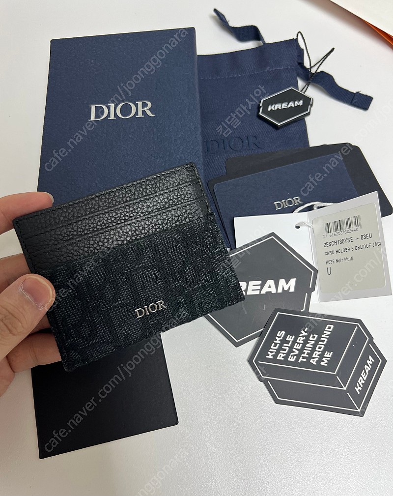 [정품] 디올 Dior 오블리크 블랙 6cc 남자 카드지갑