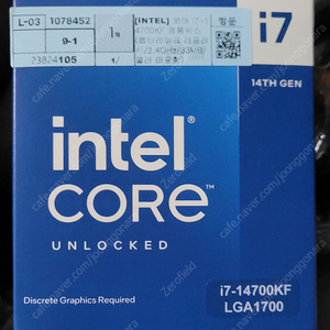 [INTEL] 코어 i7-14700KF 정품박스 (랩터레이크 리프레시/3.4GHz/33MB/쿨러 미포함)