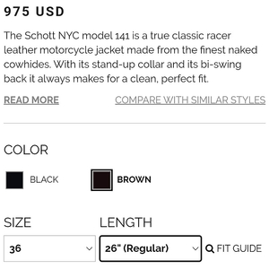 쇼트, Schott 141 brown jacket