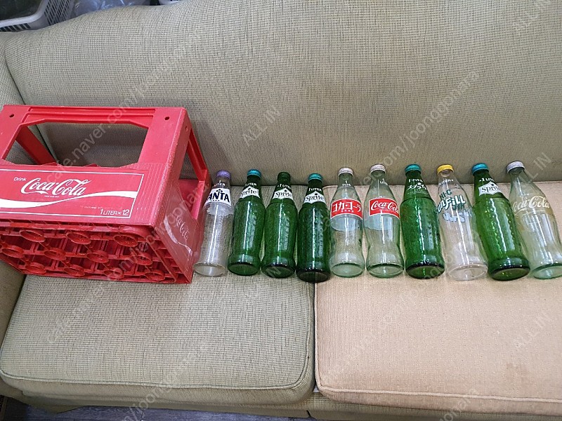 일본 빈티지 음료병 코카콜라 스프라이트 환타 선필 유리병 1리터사이즈
