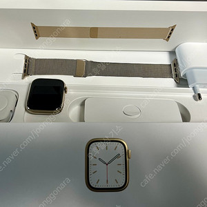 애플워치7 45mm 골드 스틸 셀룰러 밀레니즈루프 풀박스 민트 + 정품 애플 고속 충전기 c타입 화이트