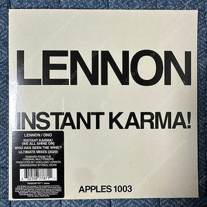 (前 비틀즈) 존 레논 “INSTANT KARMA” Record Store Day 한정판 7-inch single RSD 싱글 (John Lennon, ex Beatles)