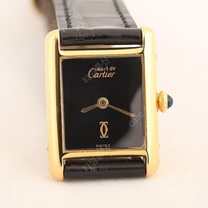 Cartier Tank 까르띠에 탱크 Paris 핸드 와인딩 블랙 다이얼 여성용 시계