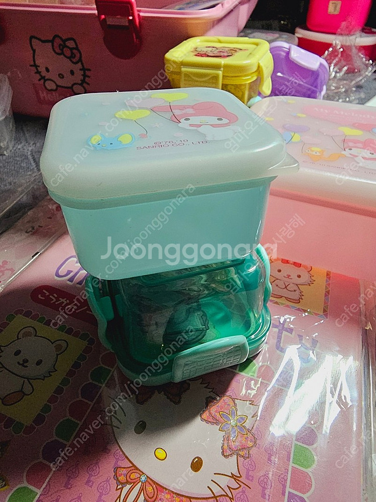 고전키티 씰용기 미니도시락 마이멜로디스티커씰보관통--6