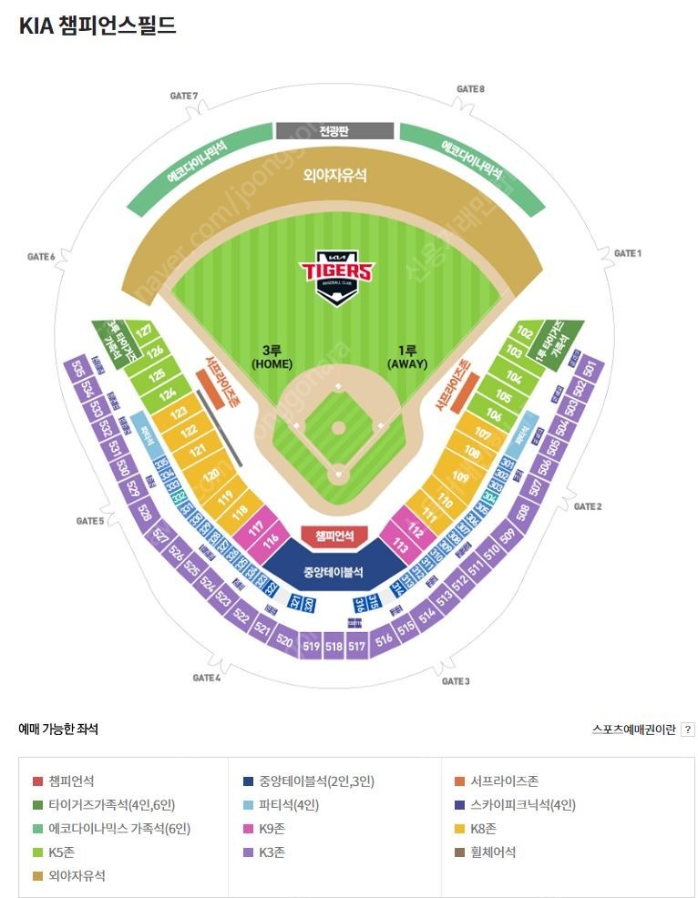 5/4(토) 17:00 기아 VS 한화 프로야구 3루 K3구역 2-6연석 양도합니다.