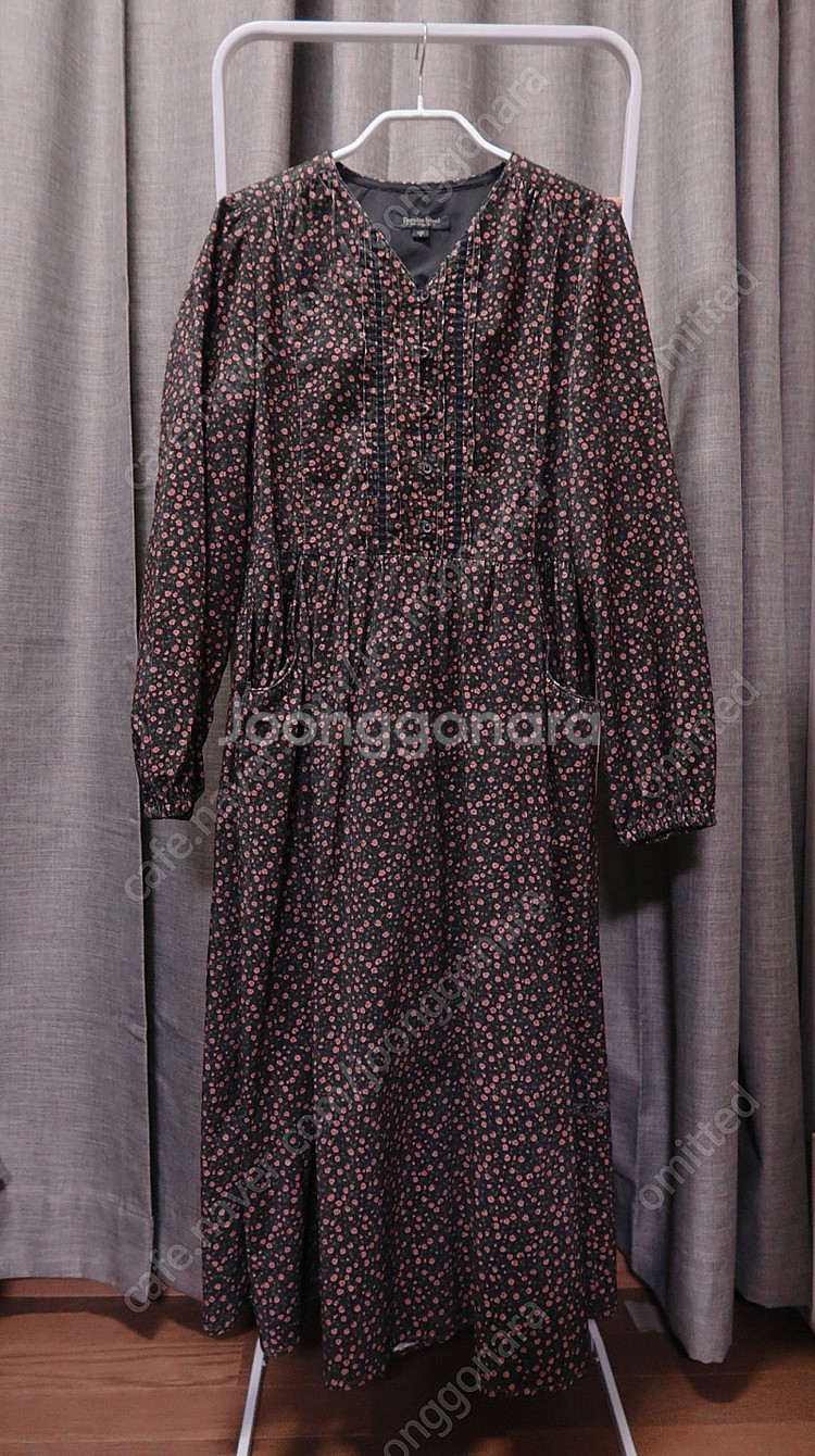 써스데이아일랜드 패턴 코듀로이 포켓원피스 블랙 55--2