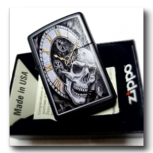 정품 미개봉 새 지포라이터 29854 SKULL CLOCK DESIGN