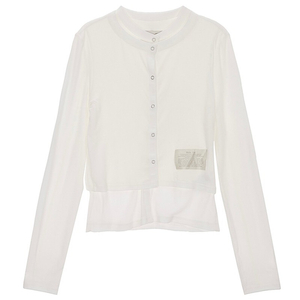 마뗑킴 LAYERED SNAP CARDIGAN IN WHITE